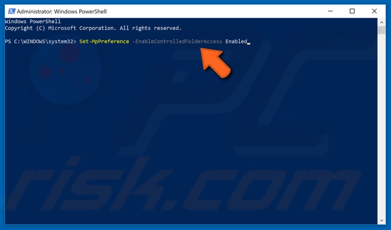 how to enable and configure controlled folder access using powershelgl step 2