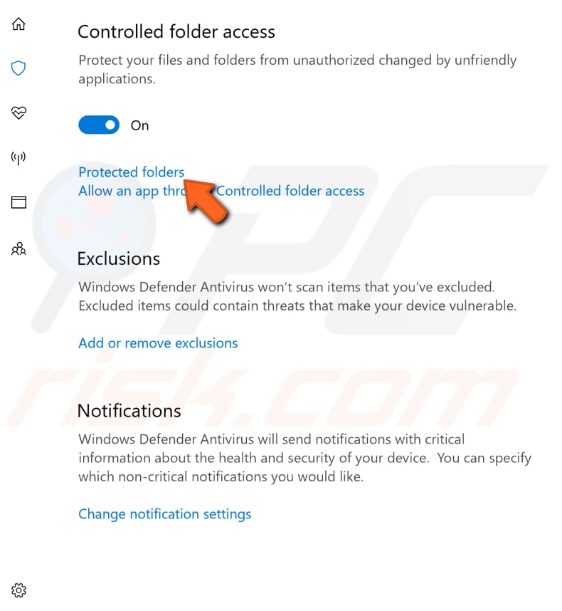 how to add protected folders step 1