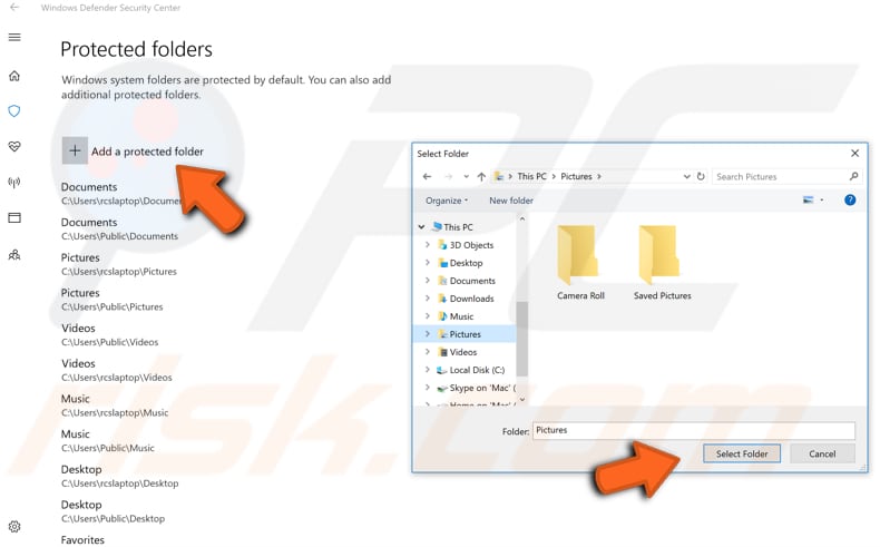how to add protected folders step 2