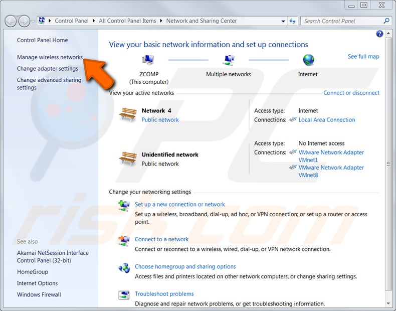 find wi-fi password of a network you previously connected in windows 7 step 2