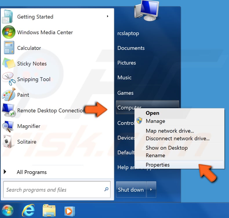 how to check your system type on windows 7 step 1