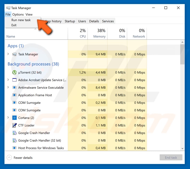 open command prompt from task manager step 2