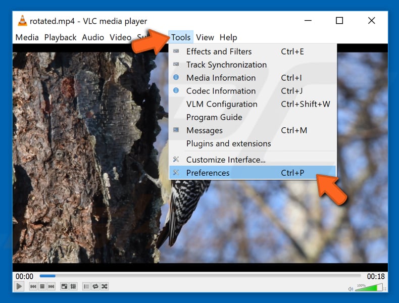 rotate video with vlc media player step 5