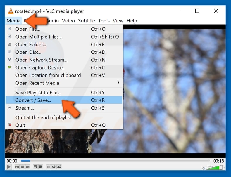 rotate video with vlc media player step 8