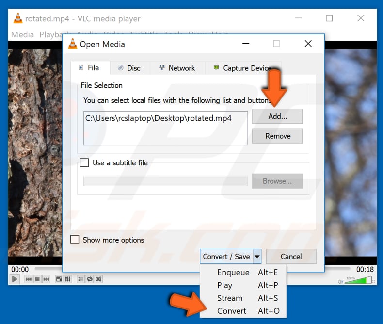 rotate video with vlc media player step 9