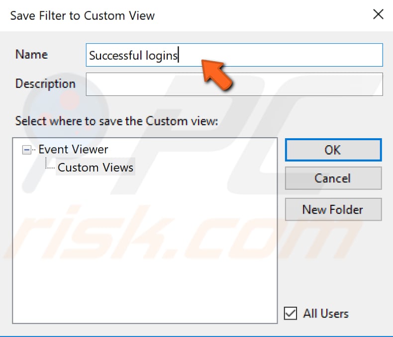 how to set an id filter event viewer step 5
