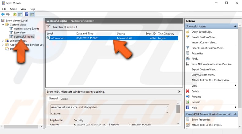 how to set an id filter event viewer step 6