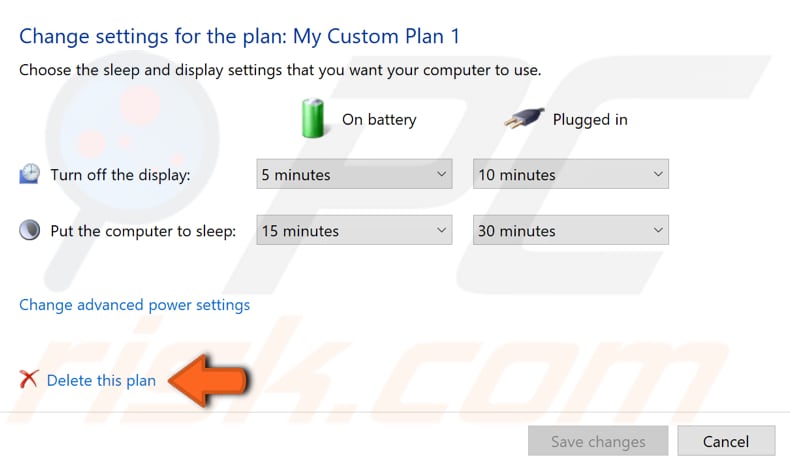 how to delete a power plan step 2