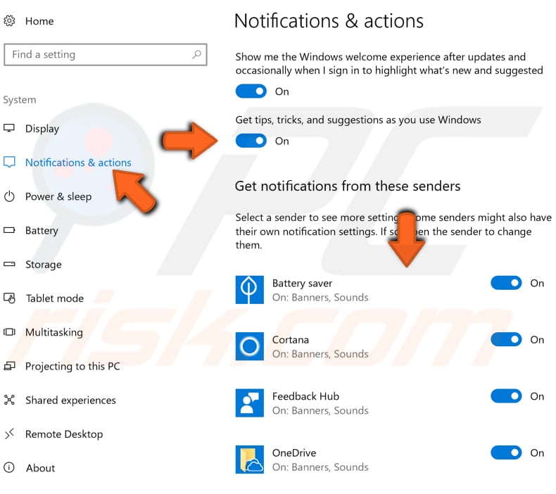 turn off lock get office and other senders notifications step 2