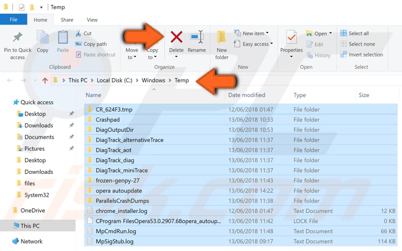 delete temporary files manually step 4