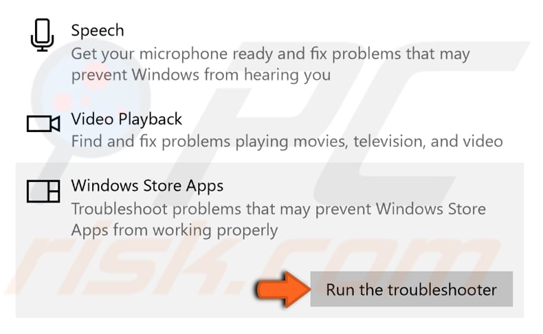run windows apps troubleshooter step 2