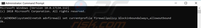 enable windows defender firewall using command prompt step 3
