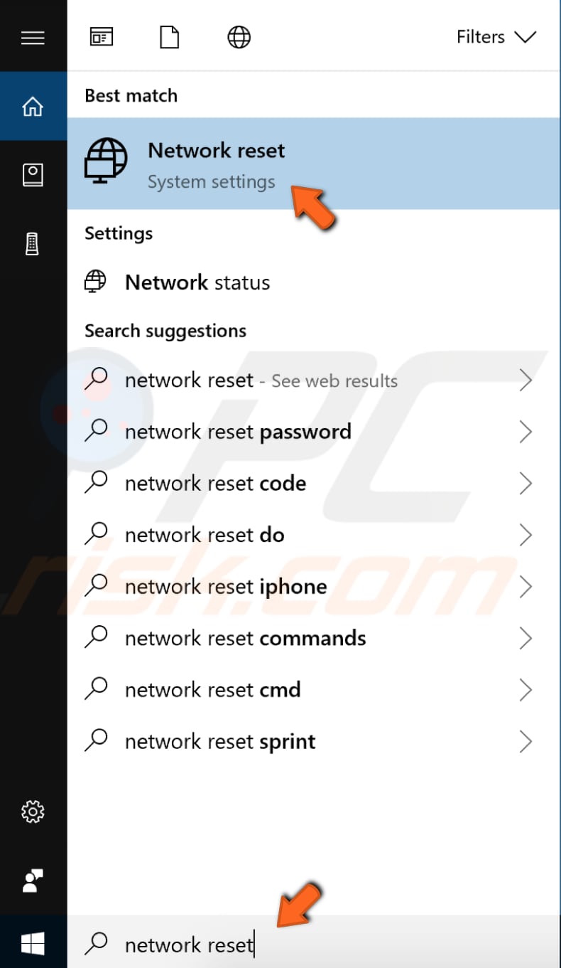 reset your network step 1