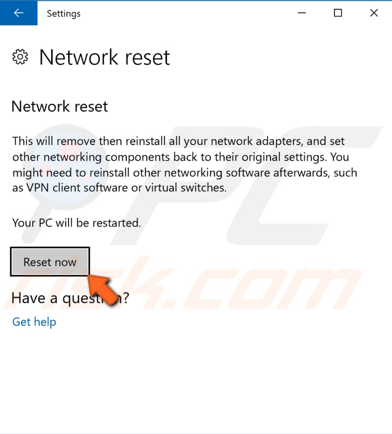 reset your network step 2
