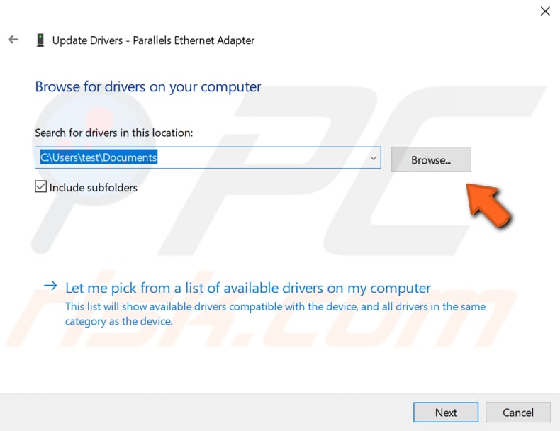 update your network adapter step 4