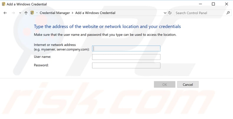 add there computer network credentials to credentials manager step 3