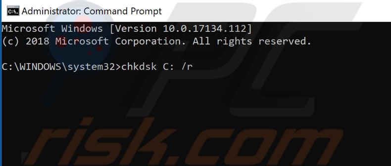 run a chkdsk command step 2