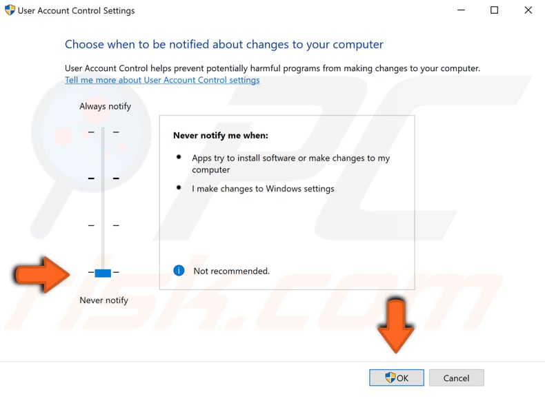 turn off user account control step 2