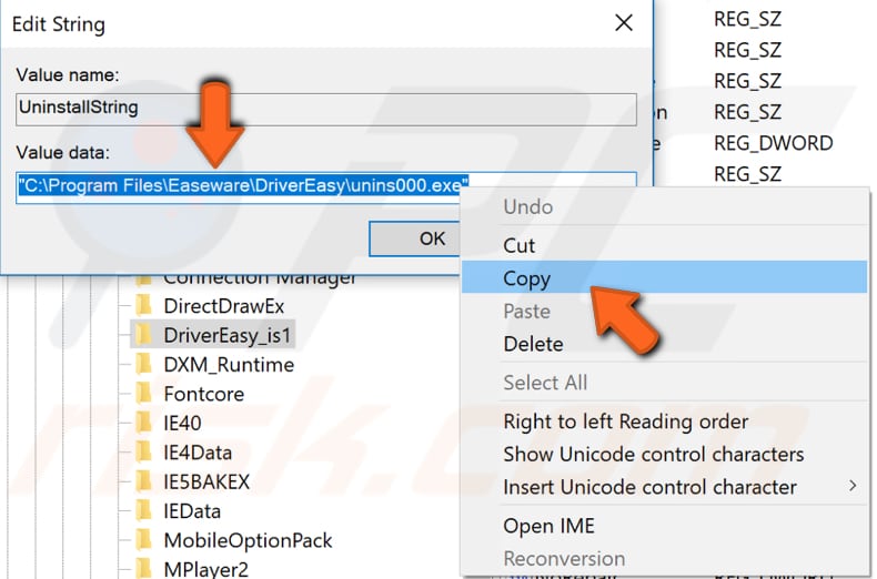 uninstall the application using registry editor and command prompt step 4