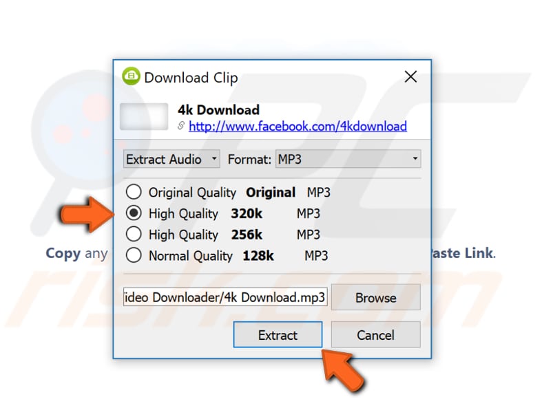 extract audio using 4k video downloader step 3