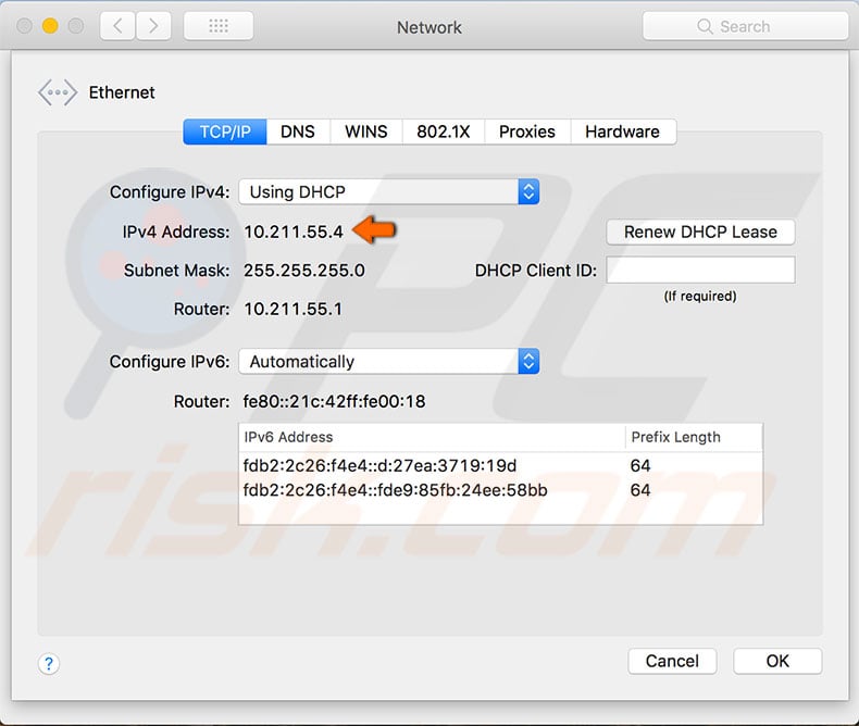 how to get ip address of macbook