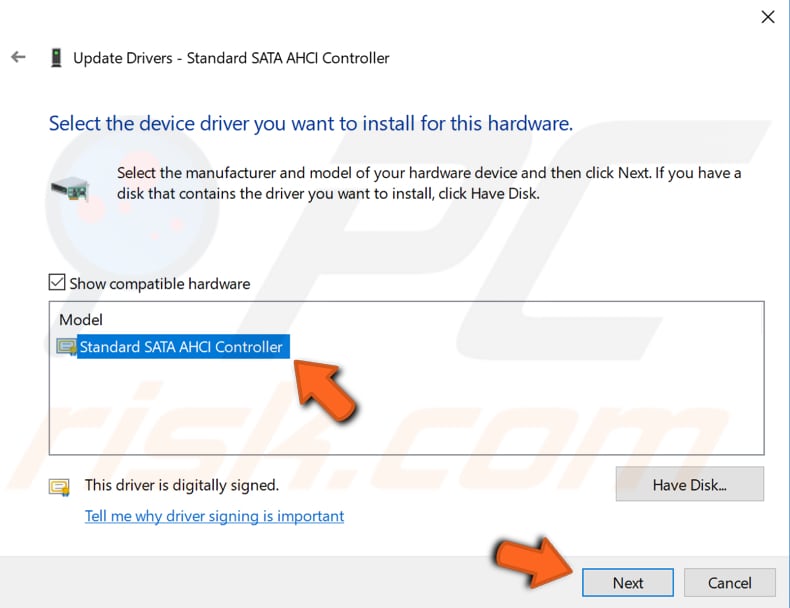 update data achi controller driver step 6