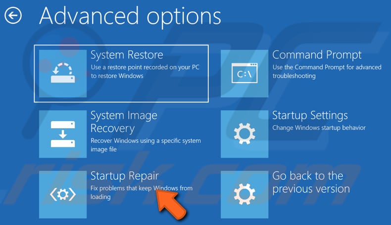 launch startup repair using your windows installation media step 3