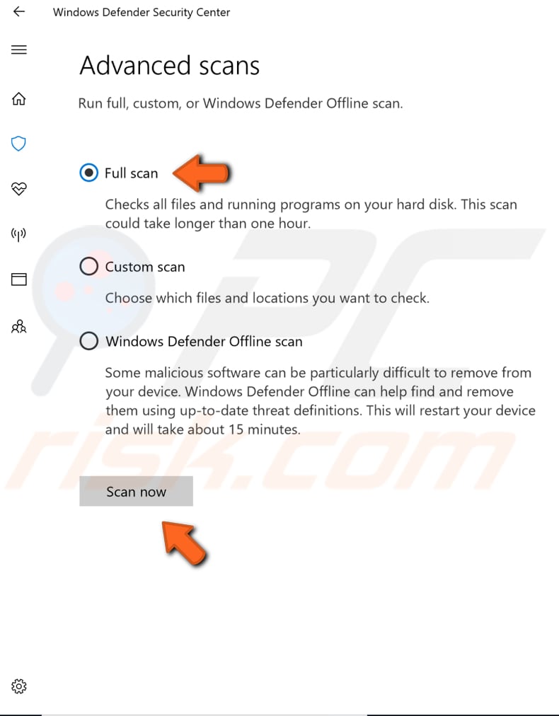 perform full system scan step 5