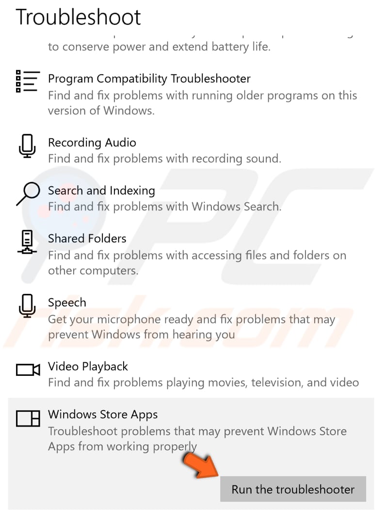 run windows troubleshooter step 2
