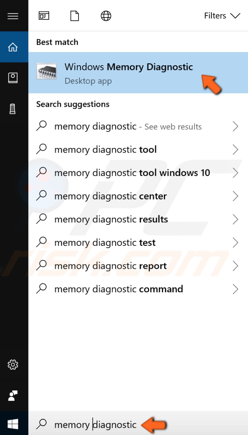 run memory diagnostic tool step 1