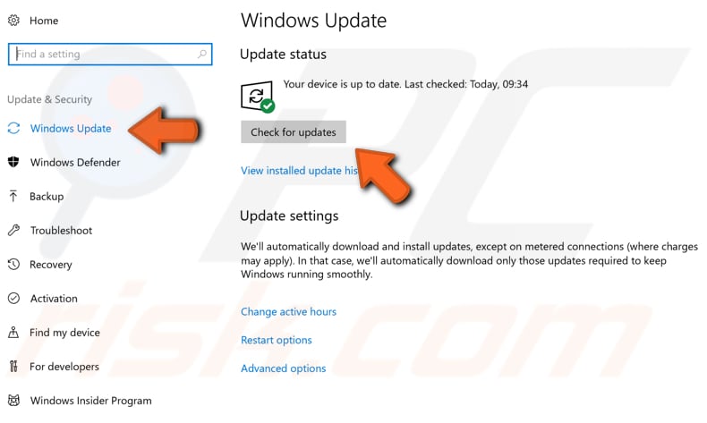 check for windows updates step 2