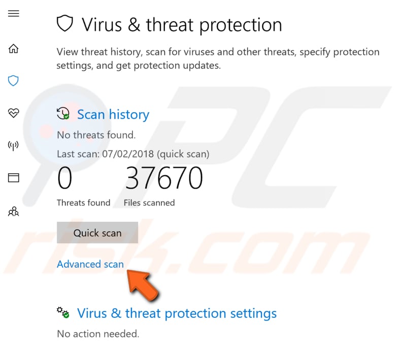 check you system for viruses step 2