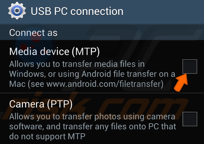 check usb computer connection settings