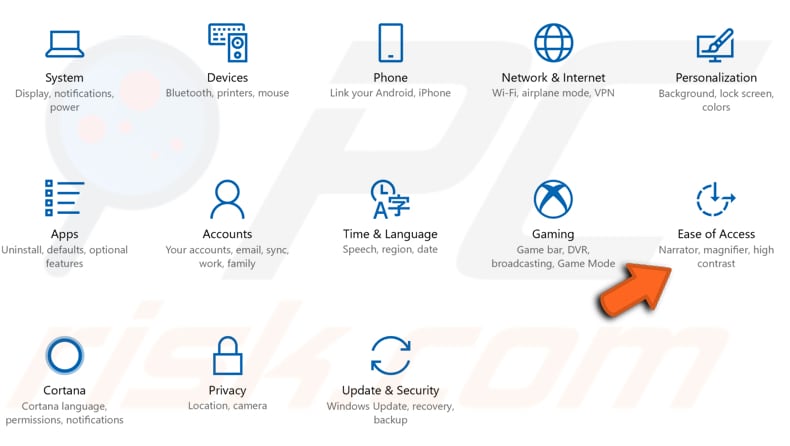 disabling filter keys step 1