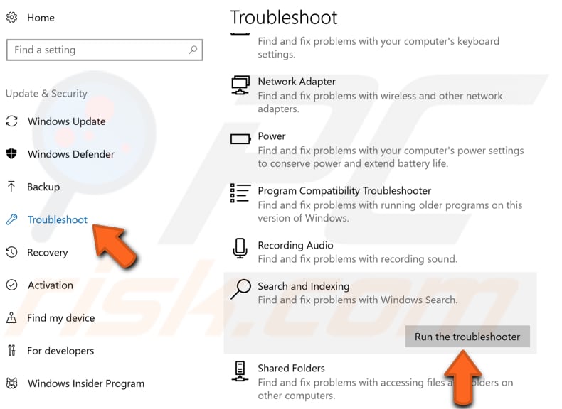 run windows troubleshooter step 2