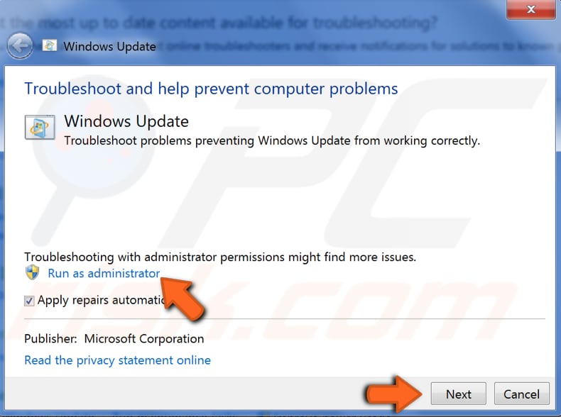 run windows update troubleshooter step 5