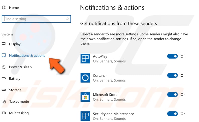 how to choose what senders can send notifications step 1