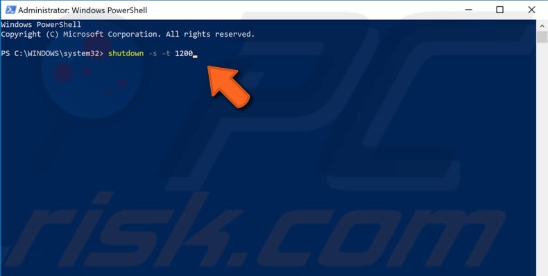 schedule automatic shutdown using powershell step 2