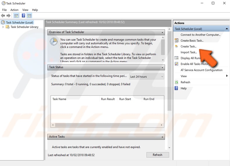 schedule automatic shutdown using windows task scheduler step 2
