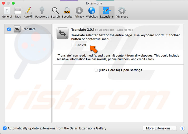 remove-extensions-safari