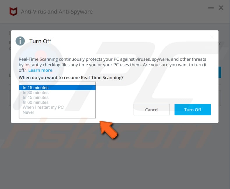 disable mcafee antivirus step 2