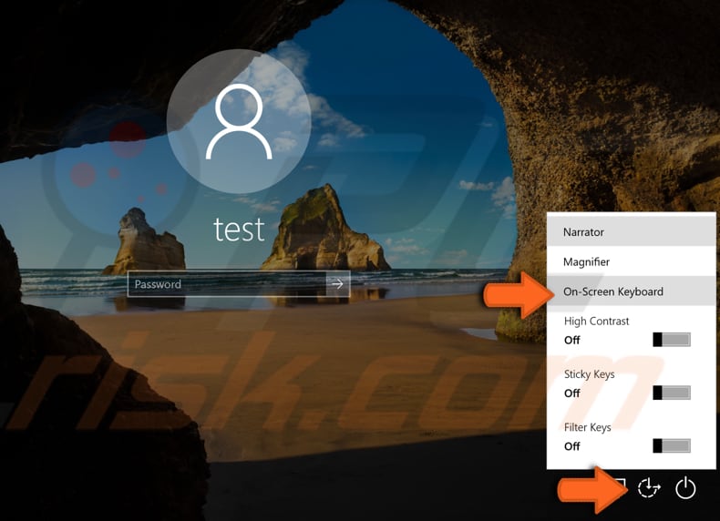 how to log in using on screen keyboard