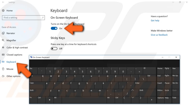 how to enable on screen keyboard in windows 10 step 2