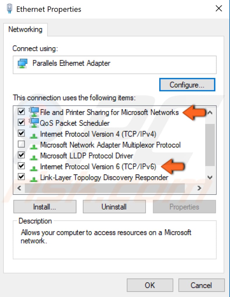 check network connections settings step 3