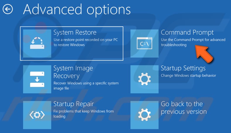 run bootrec commands in command prompt step 1