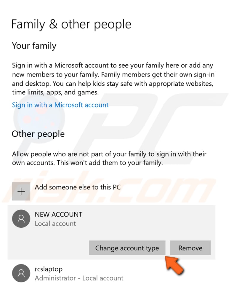 use or create new administrator account step 6