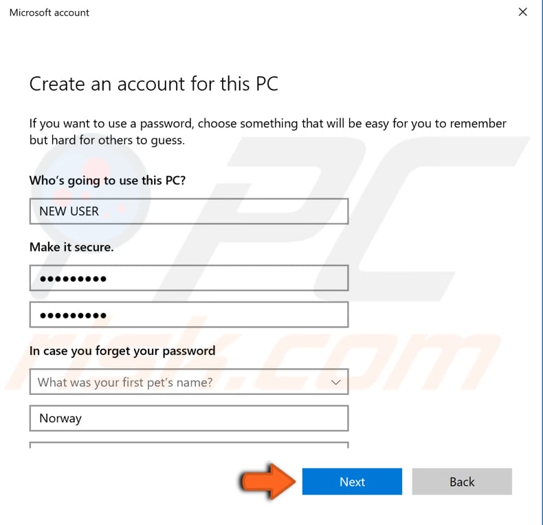 create a new account step 8