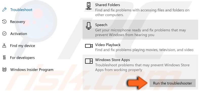 run windows store apps troubleshooter step 2