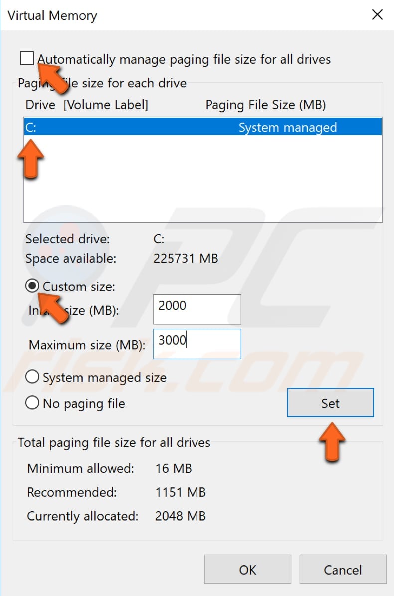 increase virtual memory step 4