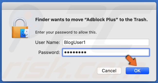 Enter your Mac password and click OK
